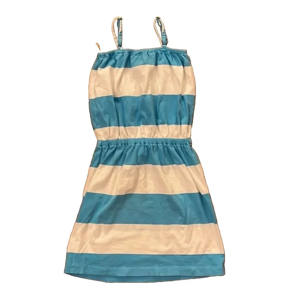 Ralph Lauren Blue White Cotton Sleeveless Striped Casual Dress Girls 5